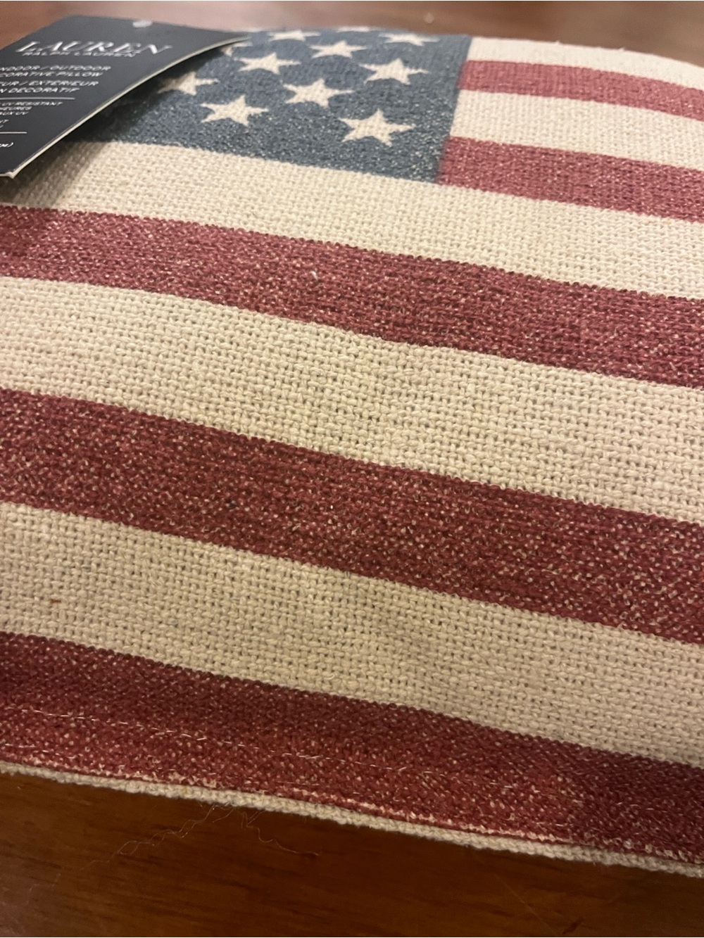 Ralph Lauren American Flag Throw Pillow 14”x22” Indoor Outdoor COSMETIC DEFECT - Picture 2 of 7